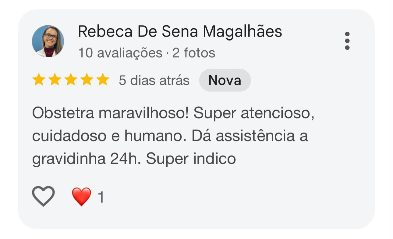 Avaliação de Rebeca De Sena Magalhães no Google sobre o Dr. Leonardo Perez